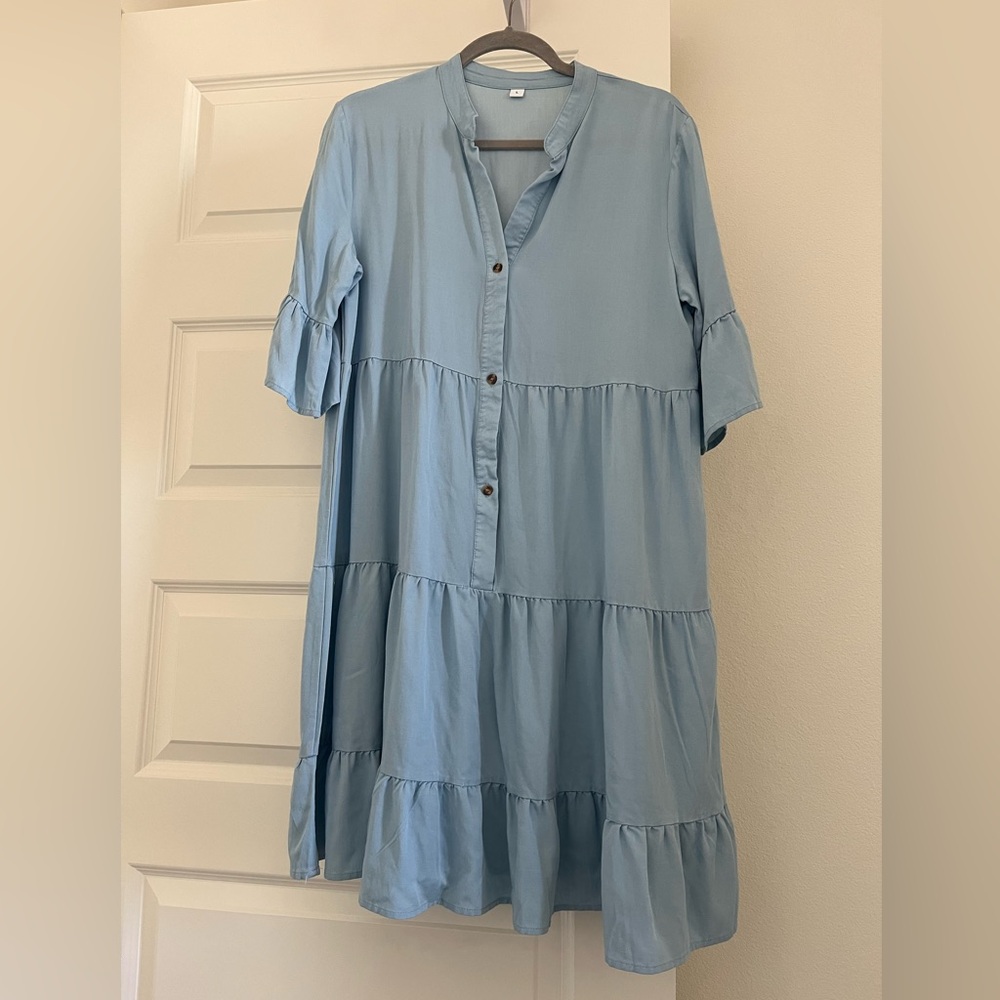 Light Blue Tiered Dress